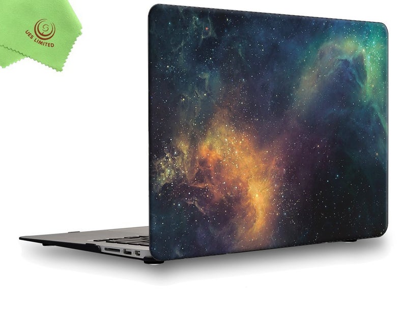 UESWILL Air 13-inch Galaxy Pattern Hard Shell Case Cover Compatible with Older Version 2010-2017 Release MacBook Air 13 inch Model A1369 A1466, Nebula/Green - Image 1